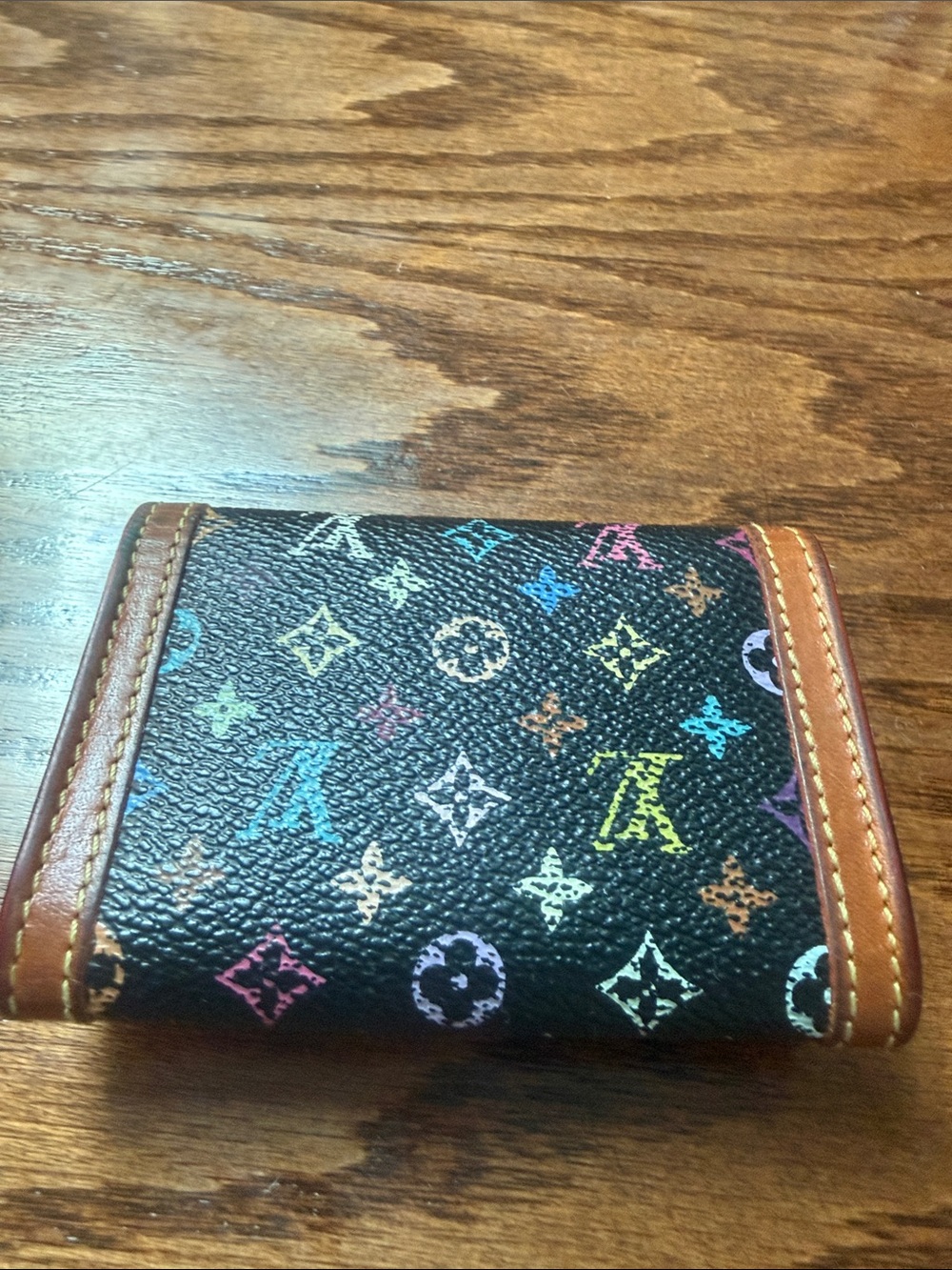 Louis Vuitton Black Multicolor Monogram Trifold Wallet with Tan Trim - Picture 7 of 14